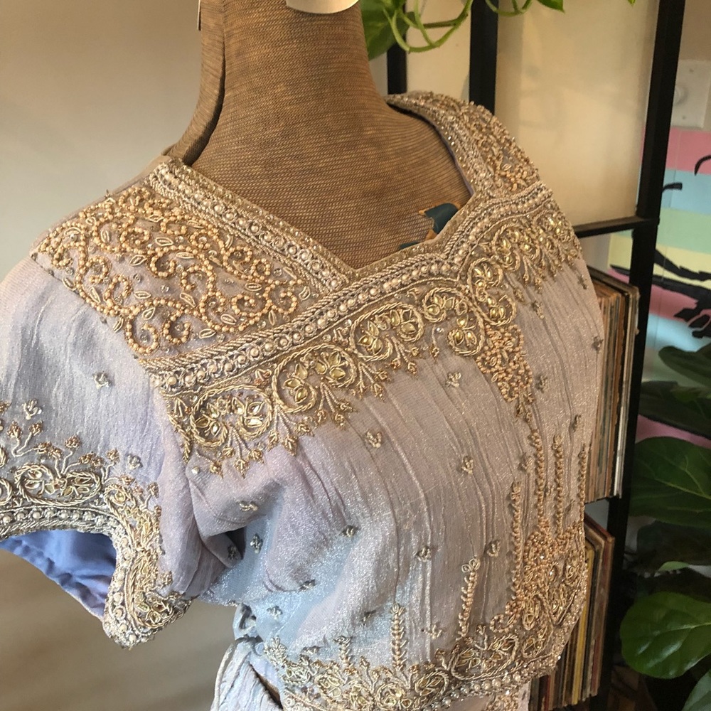 ❄️ Crystal Blue Hand-Beaded Lengha Dress❄️ - Picture 8 of 8